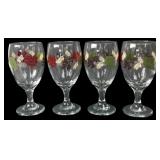 Set of Four Autumn Leaf Motif Stemmed Glasses