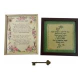Framed Edgar A. Guest Poem and Needlepoint Sampler