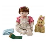 Moments Treasured Cassio Porcelain Doll with Bunny