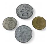 Group of Four French and Tunisian Coins, 1943-1950