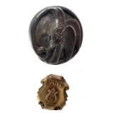 Vintage Eagle Uniform Button and Band Lyre Pin