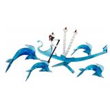 Murano Style Hand-Blown Glass Gondola and Dolphins
