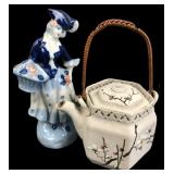 Occupied Japan Figurine and Hexagonal Teapot