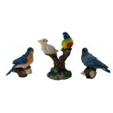 Set of Three Painted Resin Bird Figurines