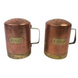 Solid Copper Salt and Pepper Shakers, 4' H