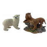 Lenox Fine Porcelain Polar Bear and Lion Figurines
