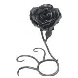 Hand-Forged Metal Rose Sculpture, 6'H