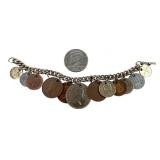 World Coin Charm Bracelet with 1992 Half Dollar