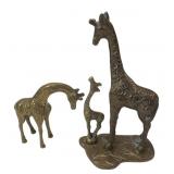 Vintage Brass Giraffe Figurines, Set of 2