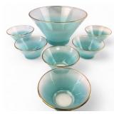 MCM Blendo Teal Glass 7pc Salad Set