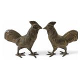 VTG Brass Rooster Figurines, Pr. 4 3/4' H
