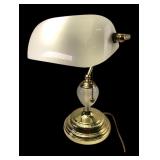 Brass and Glass Bankers Style Desk Lamp