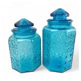MCM LE Smith Daisy and Button Peacock Blue Glass C