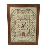 VTG Helen Wellman Cross Stitch Sampler, 1965