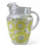 VTG MCM Anchor Hocking Sunflower Glass Pitcher
