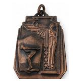 VTG 1939 Art Deco Bronze Swimming Diving Medal Win