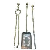 English Federal Sheraton Brass Fireplace Tool Set