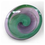 Murano Glass Green and Purple Swirl Centerpiece Bo