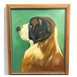 Bobby Napier Signed Saint Bernard Oil Painting