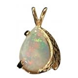 14K Gold Pear Shaped Opal Pendant