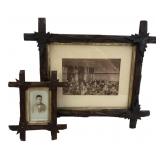 Pair of Tramp Art Frames with Antique Photographs