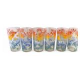 MCM Folk Art Style Highball Glasses, Set of 6