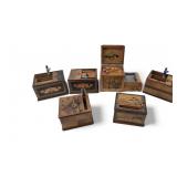 Japanese Yosegi-Zaiku Wood Trick Cigarette Boxes