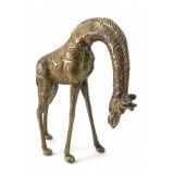 Brass Grazing Giraffe Figurine