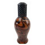 Brown and Black Swirl Glass Fragrance Lamp, 8' H