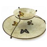MCM Fiberglass Two-Tiered Chip & Dip Set, Butterfl