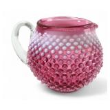 Fenton Cranberry Opalescent Hobnail Glass Pitcher