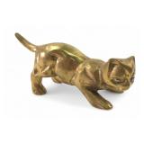 Vintage Brass Crouching Cat Figurine