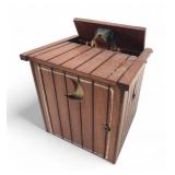 VTG Wooden Outhouse Dog Mechanical Music Box