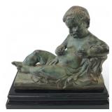 Neoclassical Manner Cast Metal Reclining Cherub St