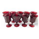 VTG Independence Glass Octagonal Ruby Red Goblets