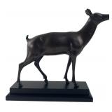 Bronze Doe Sculpture on Plinth Base