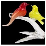 Murano Art Glass Two Birds on a Branch Figurine