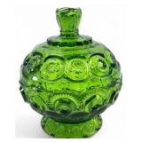 MCM Moon & Stars Emerald Green Covered Candy Dish