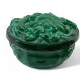 Bohemian Art Deco Malachite Glass Trinket Box