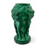 VTG Bohemian Art Deco Malachite Glass Vase