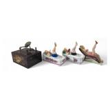 Japanese Lacquer Cigarette Box and Porcelain Ashtr