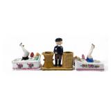 Hand-Painted Porcelain Risqu© Ashtrays and Holder