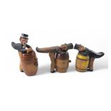 VTG Wooden Barrel Pop Open Match Holders, Pr. 3