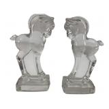 VTG Heisey Glass Horse Figurines, Pr.