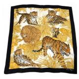 VTG Salvatore Ferragamo Silk Lion & Leopard Scarf