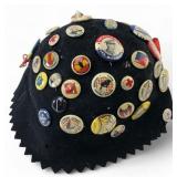 VTG Felt Hat with Assorted Mid-Century Pin-Back Bu