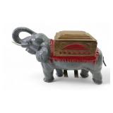 Cast Iron Painted Elephant Mechanical Cigarette Di