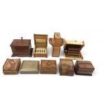Group of 9 Marquetry and Inlaid Wood Cigarette Box