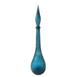 MCM Blue Empoli Style Hobnail Glass Decanter