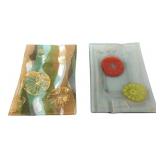 MCM Higgins Fused Art Glass Tray Pair